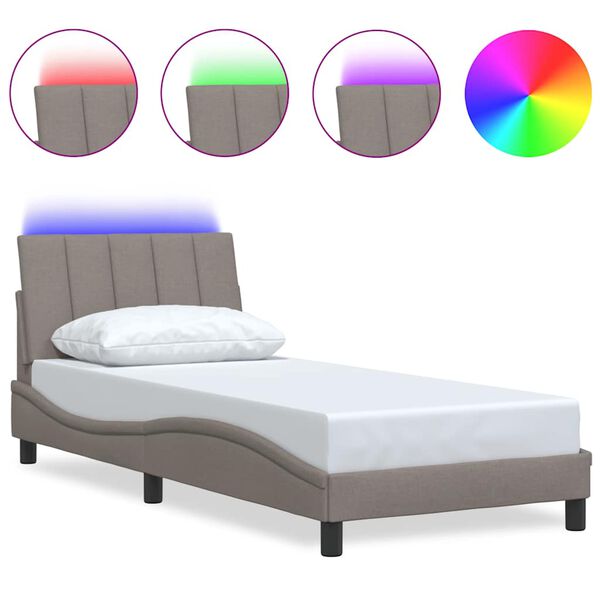 vidaXL Cadre de lit sans matelas Hanko taupe 90x190 cm tissu