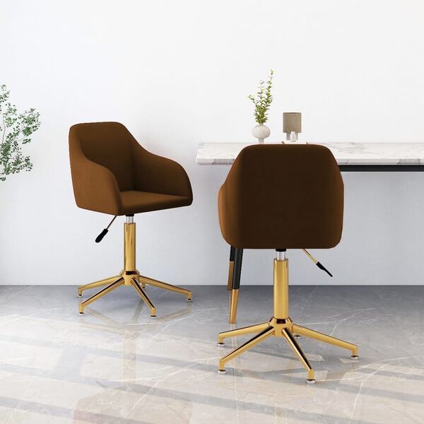 vidaXL Chaises pivotantes &agrave; manger lot de 2 marron velours