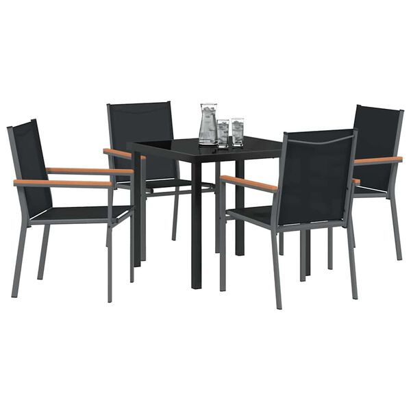 vidaXL Ensemble de salle &agrave; manger pour jardin 5 pcs Noir