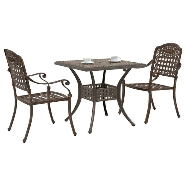 vidaXL Ensemble de tables de jardin 3 pcs Bronze Aluminium coul&eacute;