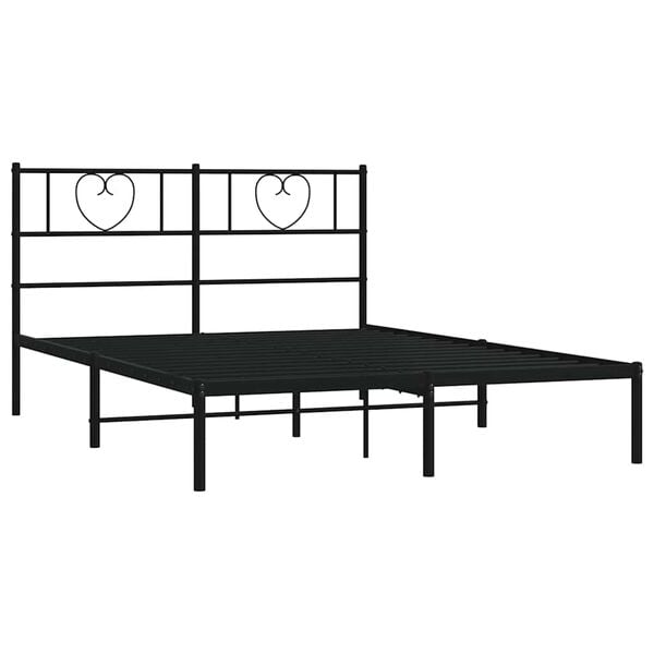vidaXL Cadre de lit m&eacute;tal sans matelas et t&ecirc;te de lit noir 160x200 cm