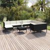 vidaXL Salon de jardin 11 pcs avec coussins Résine tressée Noir