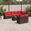 vidaXL Salon de jardin avec coussins 9 pcs marron r&eacute;sine tress&eacute;e