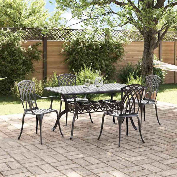 vidaXL Ensemble de salle &agrave; manger pour jardin 5 pcs Noir Aluminium