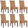 vidaXL Chaises à manger lot de 6 marron rotin naturel