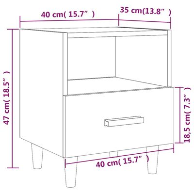 vidaXL Tables de chevet 2 pcs Chêne fumé 40x35x47 cm