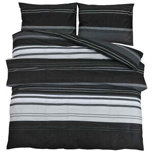vidaXL 2 pi&egrave;ces 200 x 200 cm + 60 x 70 cm 100% Cotton Black Stripes