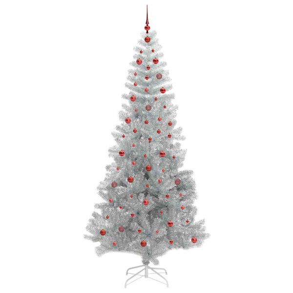 vidaXL Sapin de No&euml;l avec 300 LED avec support Argent 240 cm PET