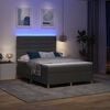 vidaXL Lit &agrave; ressort LED avec matelas Gris fonc&eacute; 140 x 190 cm tissu