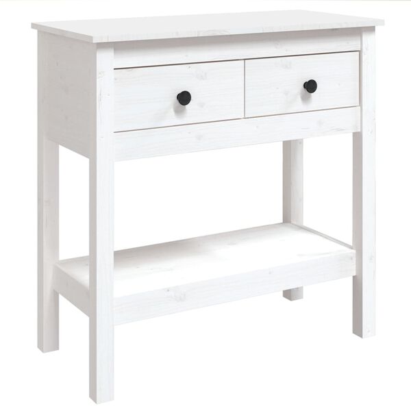 vidaXL Table console Blanc 75x35x75 cm Bois massif de pin