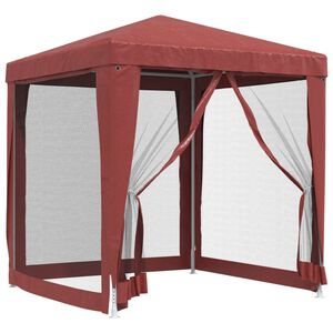 vidaXL Tente de f&ecirc;te avec 4 parois lat&eacute;rales en maille Rouge 2x2m PEHD