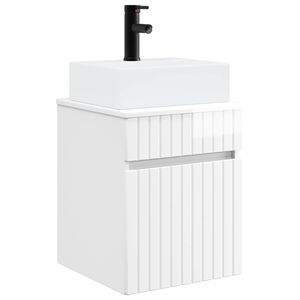 vidaXL Meuble-s&egrave;che avec &eacute;vier mural Blanc brillant 39 x 41 x 62,5 cm