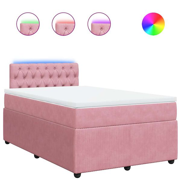 vidaXL Sommier &agrave; lattes de lit avec matelas Rose 120x200 cm Velours