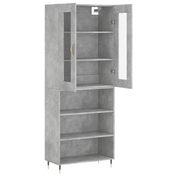 vidaXL Buffet haut Gris béton 69,5x34x180 cm Bois d'ingénierie
