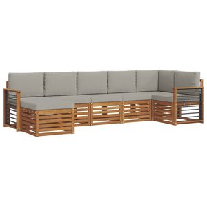 vidaXL Ensemble de canap&eacute;s d'ext&eacute;rieur 7 pc Gris Naturel et Clair