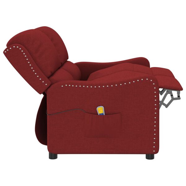 vidaXL Fauteuil de massage inclinable à 2 places rouge bordeaux tissu