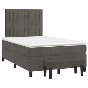 vidaXL Sommier &agrave; lattes de lit et matelas gris fonc&eacute; 120x190cm velours