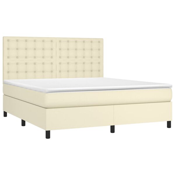 vidaXL Sommier &agrave; lattes de lit avec matelas Cr&egrave;me 180x200cm Similicuir