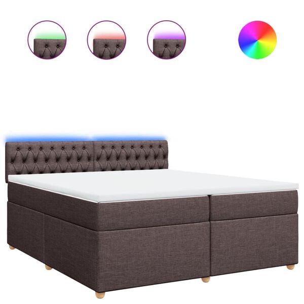 vidaXL Sommier &agrave; lattes de lit avec matelas Marron fonc&eacute; 200x200 cm
