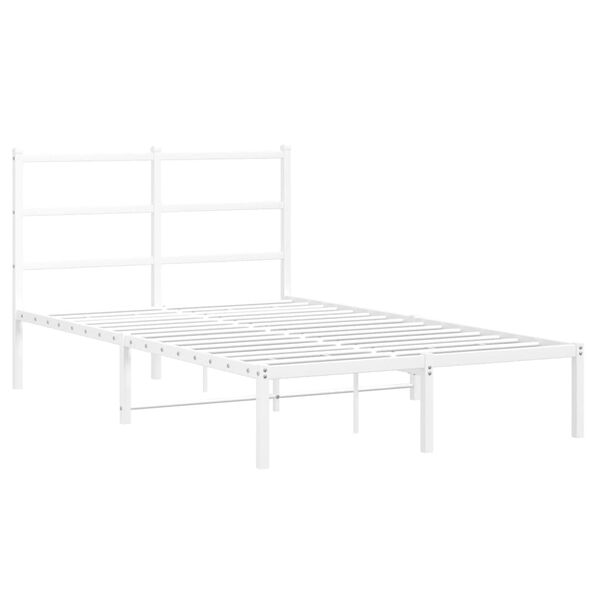 vidaXL Cadre de lit m&eacute;tal sans matelas et t&ecirc;te de lit blanc 120x190 cm