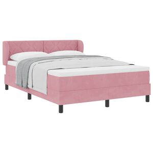 vidaXL Lit &agrave; ressorts avec t&ecirc;te de lit Rose 160 x 200 cm Velours