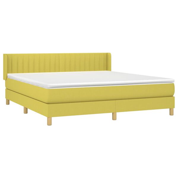vidaXL Sommier &agrave; lattes de lit avec matelas Vert 180x200 cm Tissu