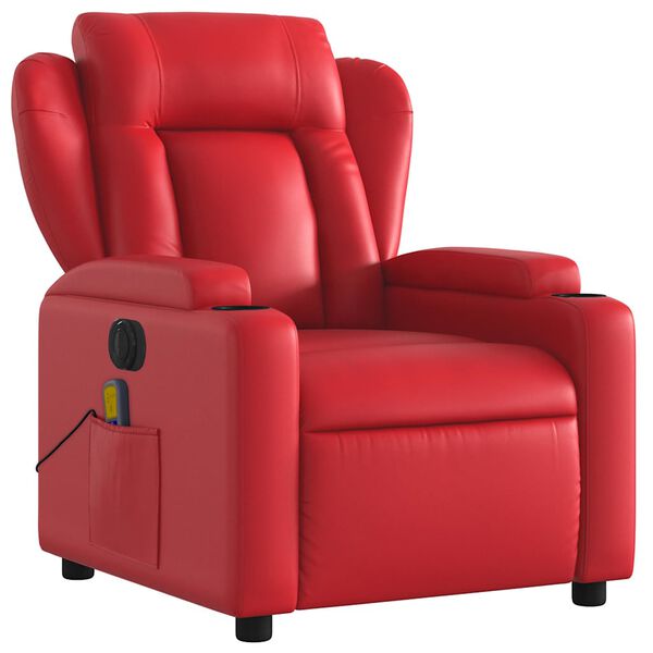 vidaXL Fauteuil de massage inclinable électrique rouge similicuir