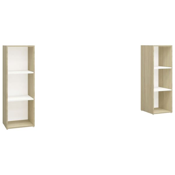vidaXL Meubles TV 2 pcs Blanc et chêne sonoma Bois d'ingénierie