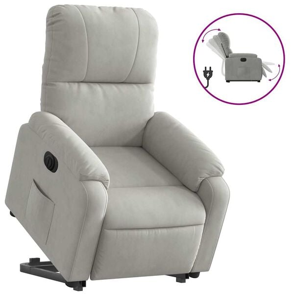 vidaXL Fauteuil inclinable &eacute;lectrique gris clair tissu microfibre