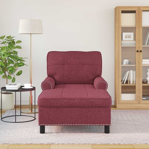 vidaXL Chaise longue avec coussin Bordeaux 91 x 157 x 91 cm tissu