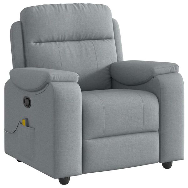 vidaXL Fauteuil de massage inclinable Gris clair Tissu
