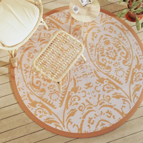 vidaXL Tapis d'ext&eacute;rieur ARAKIL orange et blanc &Oslash;160 cm PP