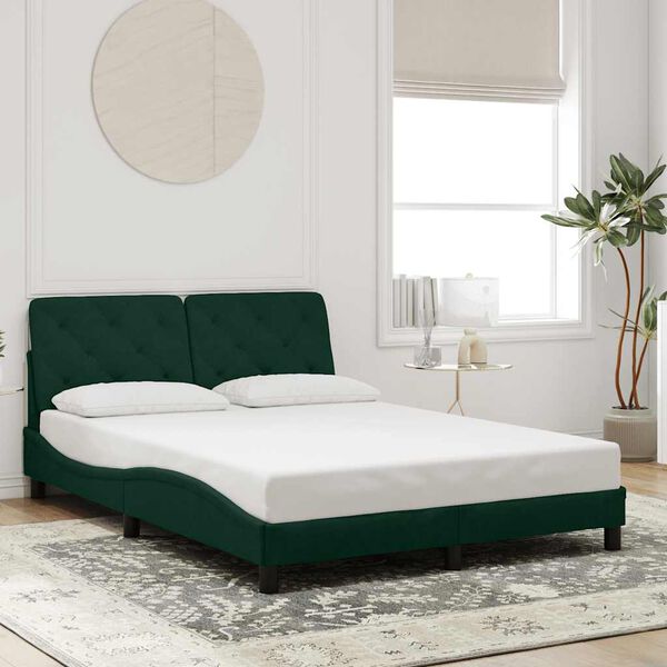 vidaXL Cadre de lit avec LED sans matelas vert fonc&eacute; 120x200cm velours