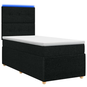 vidaXL Lit boxspring LED avec matelas Noir 90 x 190 cm Tissu