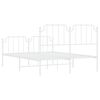 vidaXL Cadre de lit m&eacute;tal sans matelas et pied de lit blanc 140x190 cm
