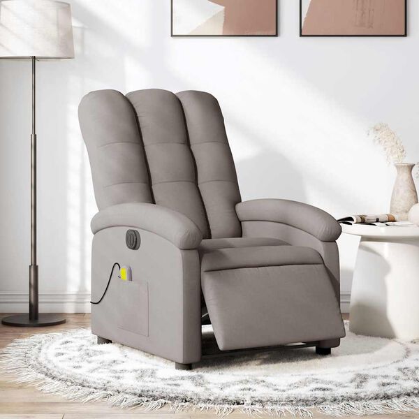 vidaXL Fauteuil de massage inclinable &eacute;lectrique Taupe Tissu