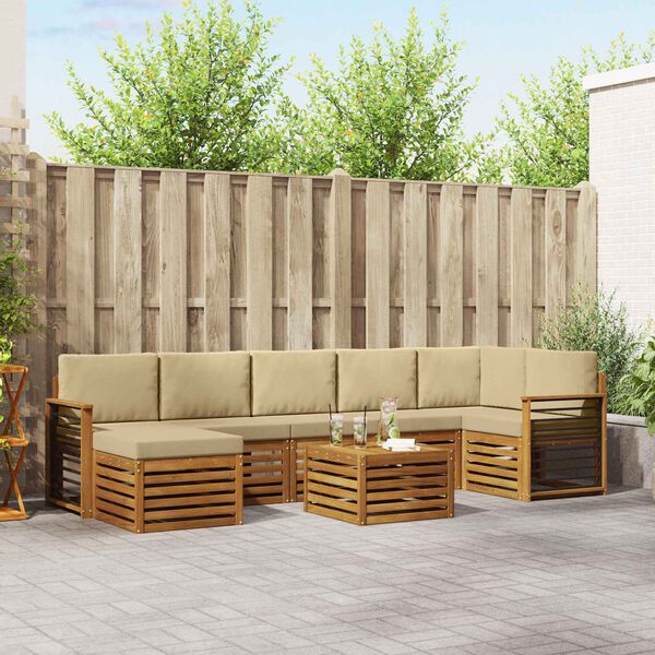 vidaXL Ensembles de canap&eacute;s avec coussin 8 pcs Naturel et Beige
