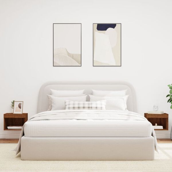 vidaXL Tables de chevet murales avec lumières LED 2 pcs chêne marron