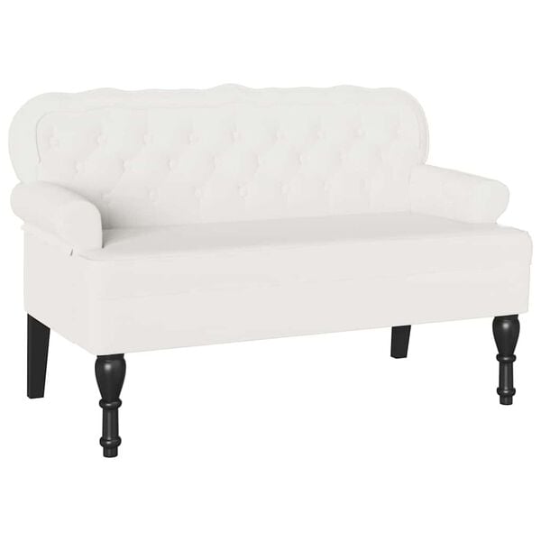 vidaXL Banc Chesterfield Blanc 119.5 x 64.5 x 75 cm Cuir synthétique
