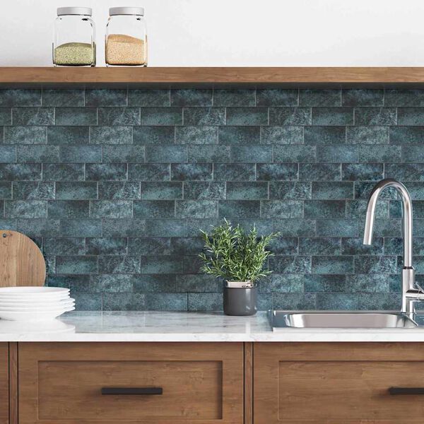 vidaXL Carreau de métro 10 pcs Bleu Vert 29.4 x 21.4 cm