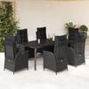 vidaXL Ensemble &agrave; manger de jardin coussins 7pcs Noir R&eacute;sine tress&eacute;e