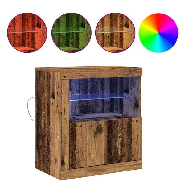 vidaXL Buffet LED Marron 60,5 x 37 x 67 cm Bois d'ing&eacute;nierie