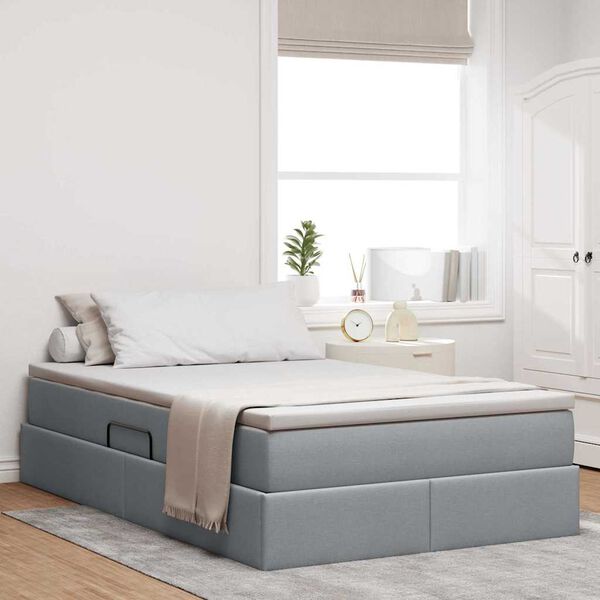 vidaXL Lit avec rangement et matelas Gris clair 120 x 200 cm Polyester