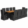 vidaXL Ensemble &agrave; manger de jardin 11 pcs coussins noir r&eacute;sine tress&eacute;e