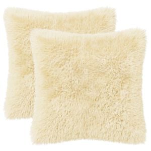 vidaXL Housse de coussin 2 pcs HEERLEN Cr&egrave;me 30 x 30 cm Fleece PV