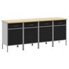 vidaXL Placard de travail 4 pcs Noir et gris 200 x 55 x 85 cm