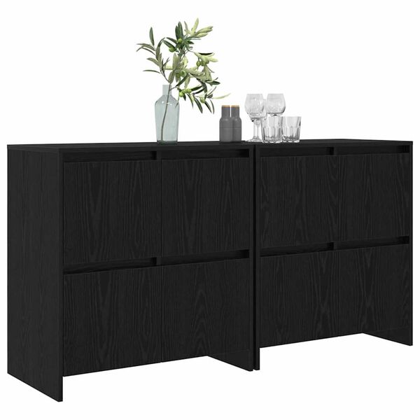 vidaXL Buffets 2 pcs Ch&ecirc;ne noir 70 x 41 x 75 cm Bois d'ing&eacute;nierie