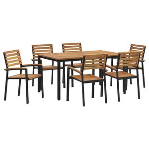 vidaXL Ensemble de salle &agrave; manger pour jardin 7 pcs Noir