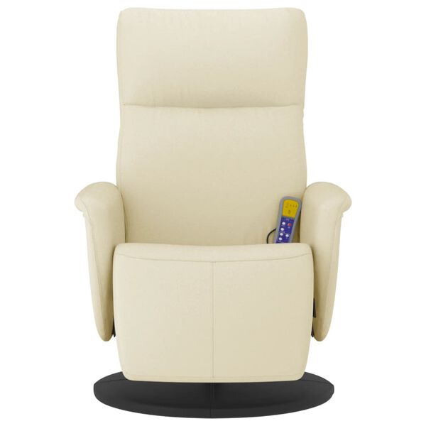 vidaXL Fauteuil inclinable de massage et repose-pieds cr&egrave;me similicuir