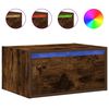 vidaXL Table de chevet murale avec lumi&egrave;res LED ch&ecirc;ne fum&eacute;